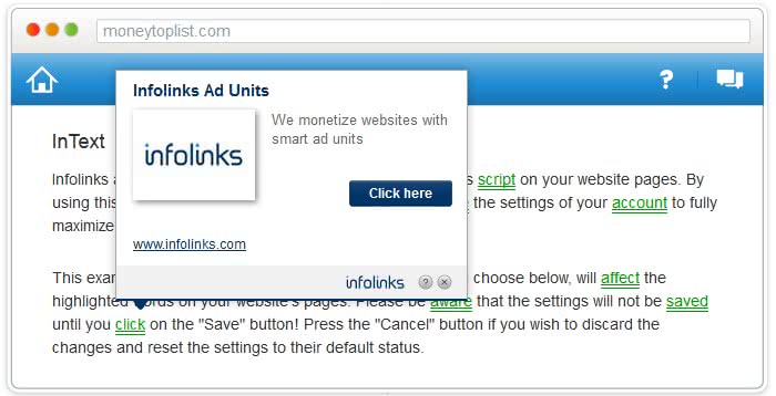 Infolinks - intext ad